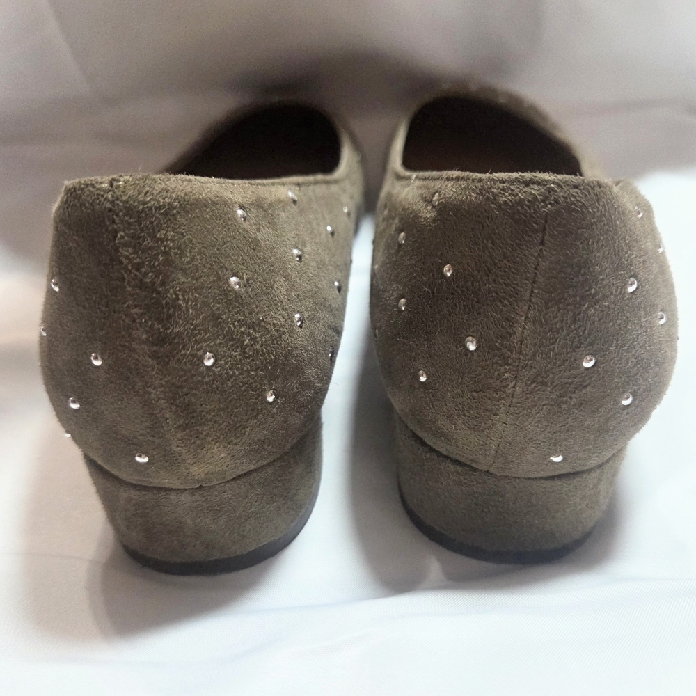 Sesto Meucci Taupe Suede Studded Flats 10 - Picture 8 of 11